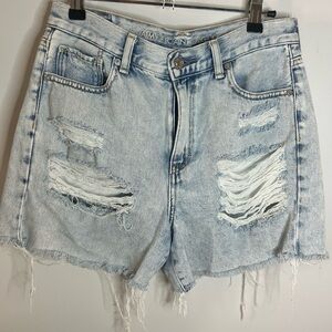American Eagle Outfitters Distressed Light Blue Denim Shorts